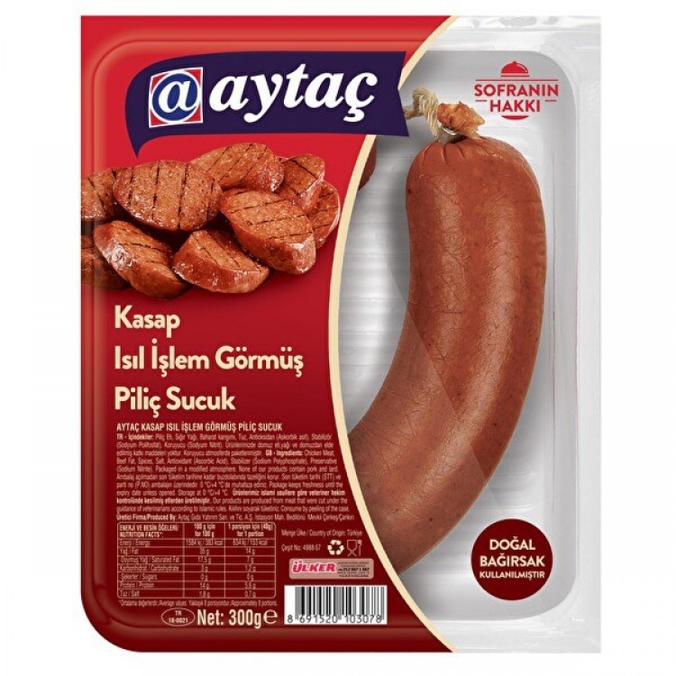 AYTAÇ KASAP ISIL İŞLEM GÖRMÜŞ PİLİÇ SUCUK 300 GR X 7 AD