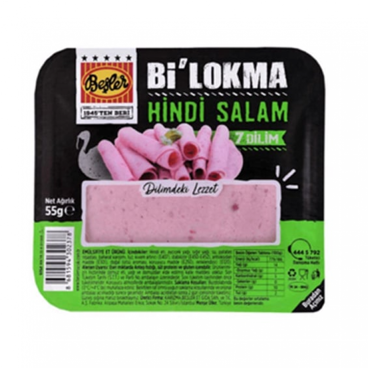BEŞLER Bİ LOKMA DİLİMLİ HİNDİ SALAM 55 GR X 18 AD
