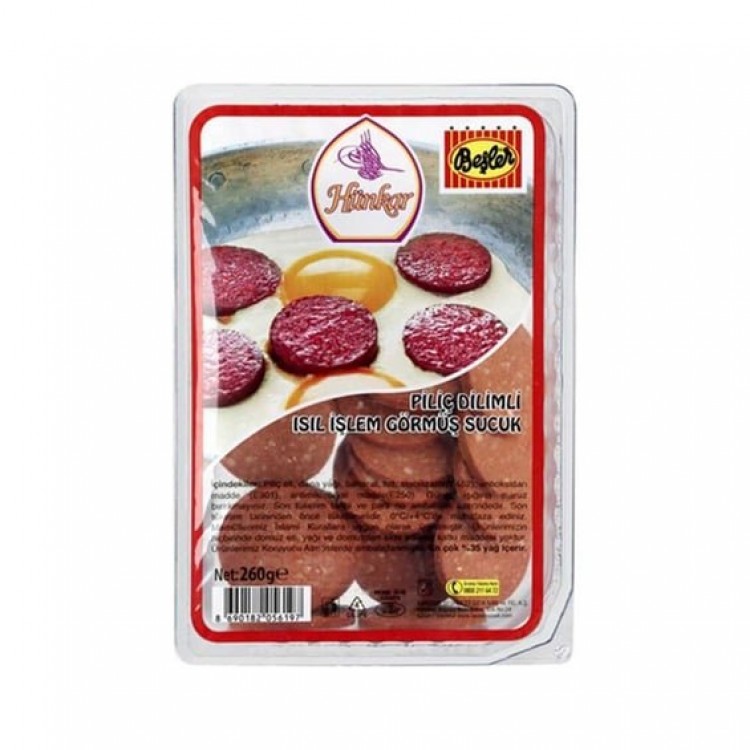 BEŞLER HÜNKAR PİLİÇ DİLİMLİ SUCUK 260 GR X 15 AD