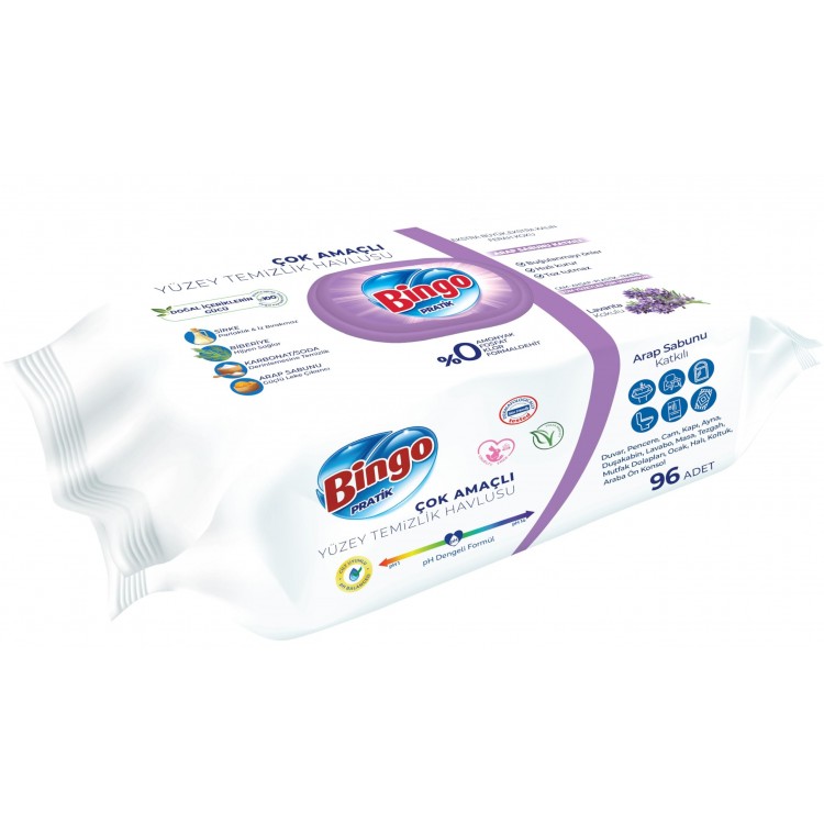 BİNGO YÜZEY HAVLUSU LAVANTA 96'LI X 12 AD BİNGO YÜZEY HAVLUSU LAVANTA 96'LI X 12 AD