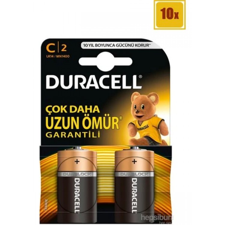 DURACELL ORTA BOY PİL 2 Lİ X 10 AD