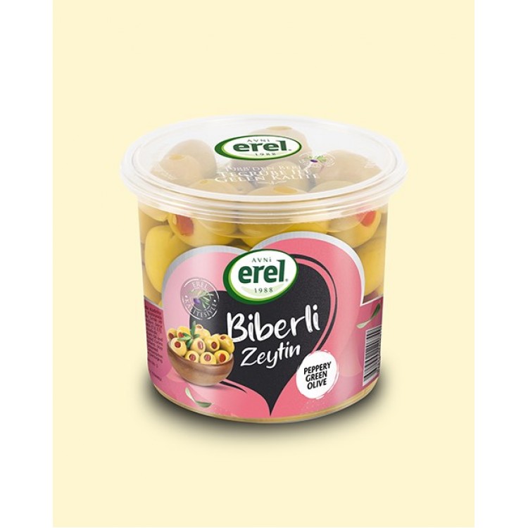 EREL YEŞİL BİBERLİ ZEYTİN 400 GR X 12 AD EREL YEŞİL BİBERLİ ZEYTİN 400 GR X 12 AD