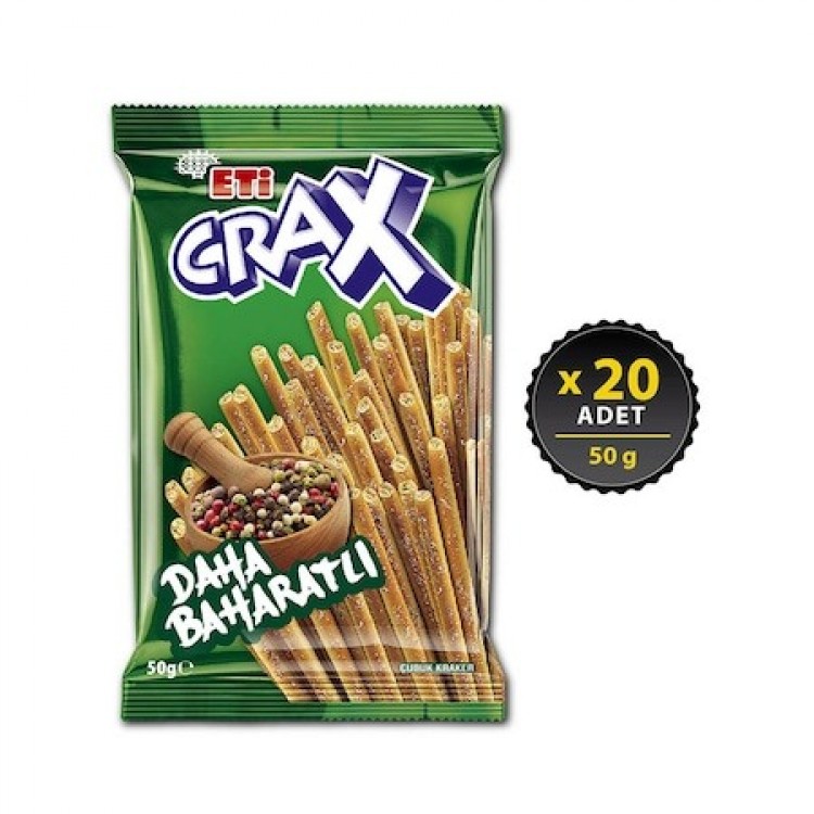 ETİ CRAX BAHARATLI ÇUBUK KRAKER 50 GR X 20 AD ETİ CRAX BAHARATLI ÇUBUK KRAKER 50 GR X 20 AD