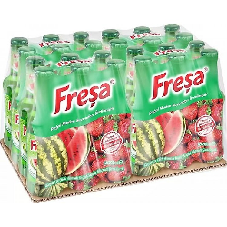 FREŞA 200 ML KARPUZ & ÇİLEK AROMALI MADEN SUYU X 24 AD FREŞA 200 ML KARPUZ & ÇİLEK AROMALI MADEN SUYU X 24 AD