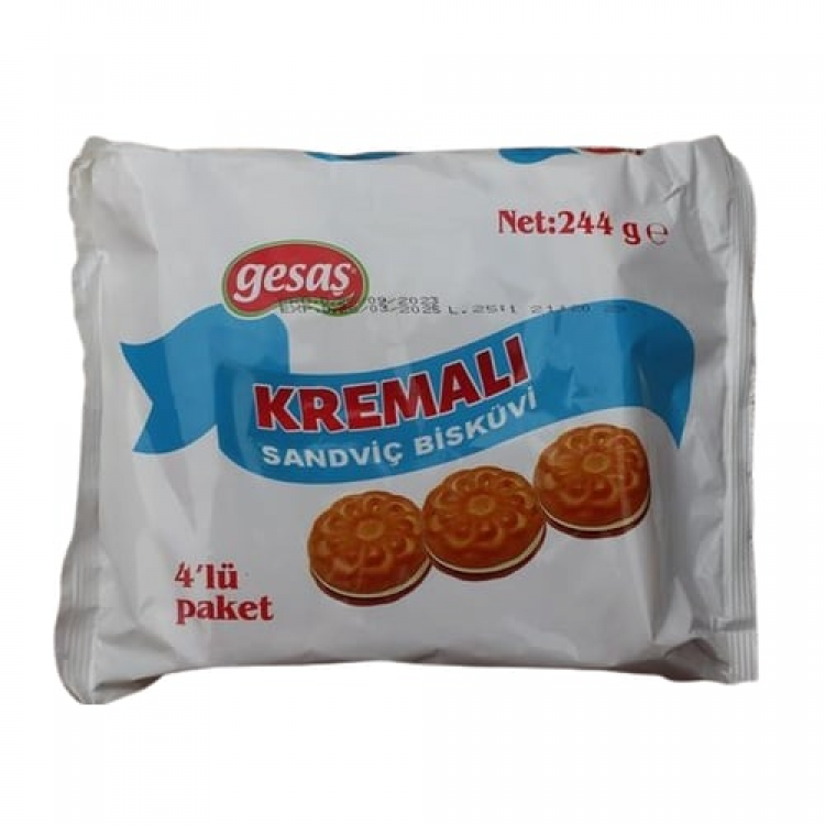 GESAŞ KREMALI BİSKÜVİ 244 GR X 10 AD GESAŞ KREMALI BİSKÜVİ 244 GR X 10 AD