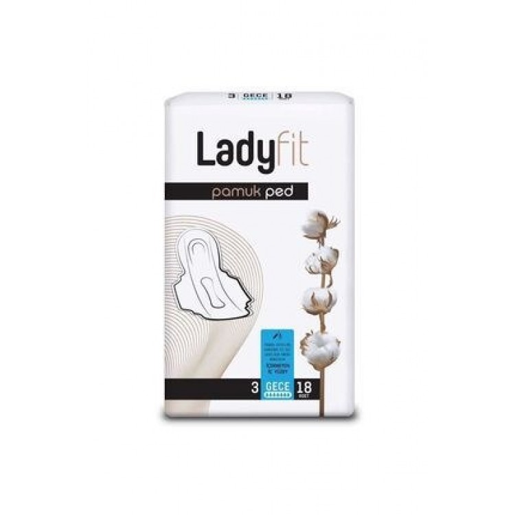 LADYFİT PAMUKLU PED GECE 18'Lİ X 12 AD