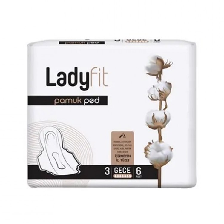 LADYFİT PAMUKLU PED GECE 6'LI X 24 AD