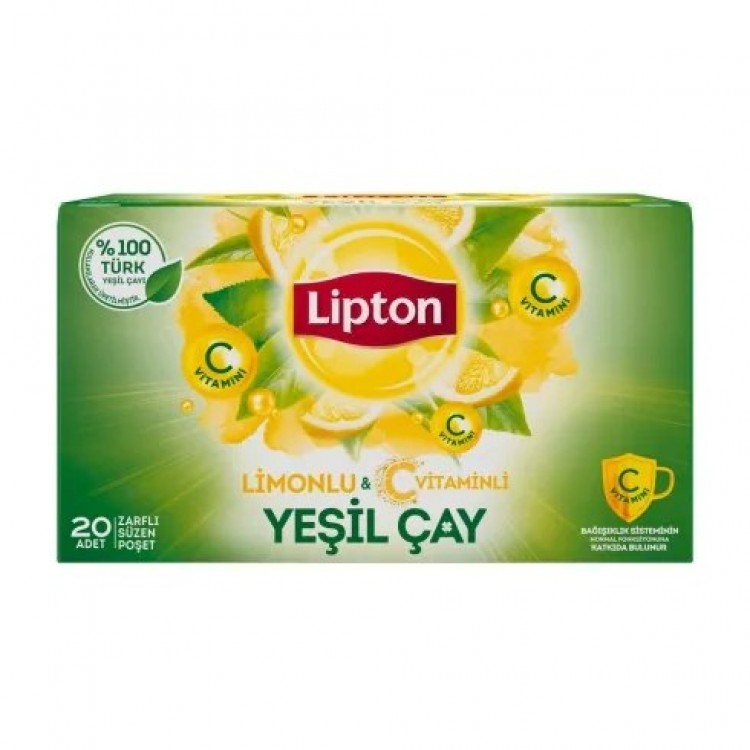 LİPTON YEŞİL ÇAY LİMONLU & C VİTAMİNLİ 20'Lİ X 12 AD