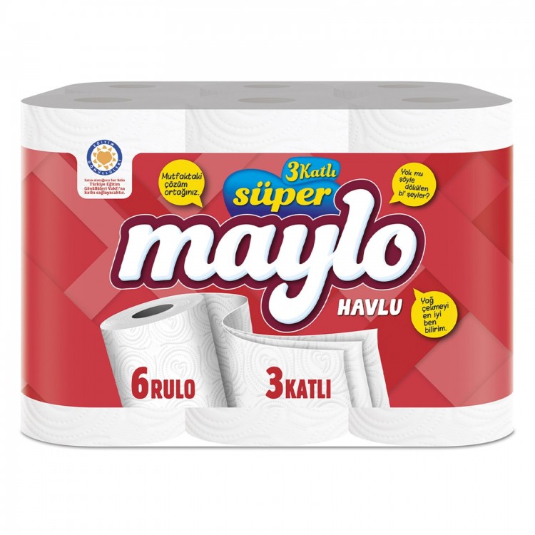 MAYLO 3 KATLI HAVLU KAĞIT 6'LI X 4 AD MAYLO 3 KATLI HAVLU KAĞIT 6'LI X 4 AD