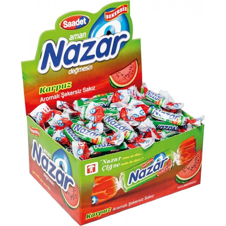 NAZAR SAKIZ 100'LÜ KARPUZ AROMALI ŞEKERSİZ