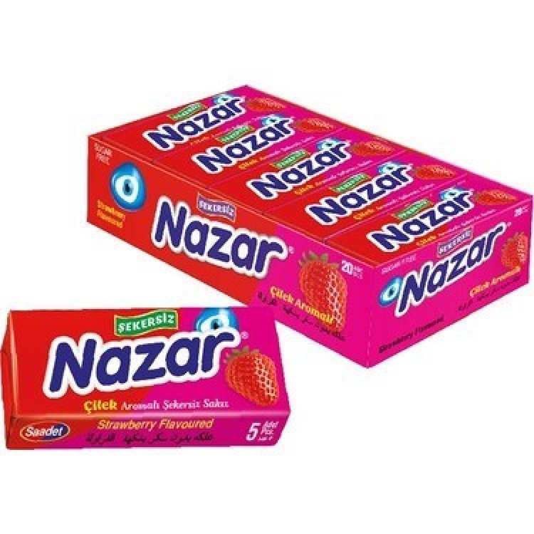 NAZAR SAKIZ 5'Lİ ÇİLEK AROMALI X 20 AD