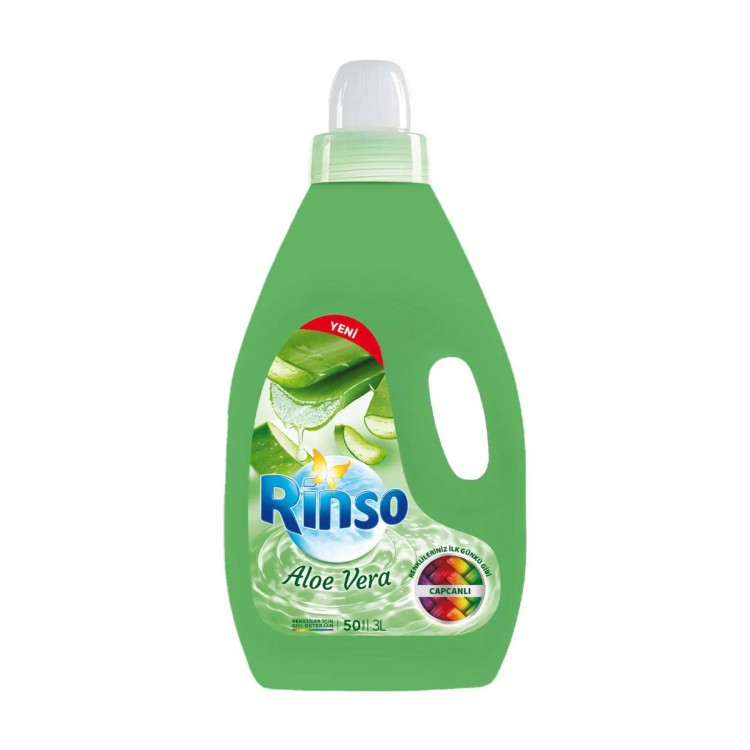 RİNSO SIVI DETERJAN 3 LT ALOE VERA RENKLİLER X 6 AD RİNSO SIVI DETERJAN 3 LT ALOE VERA RENKLİLER X 6 AD