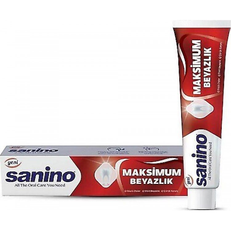 SANİNO DİŞ MACUNU MAKSİMUM BEYAZLIK 75 ML X 36 AD SANİNO DİŞ MACUNU MAKSİMUM BEYAZLIK 75 ML X 36 AD
