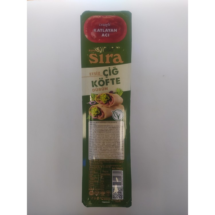 ŞEKEROĞLU SIRA ETSİZ ÇİĞKÖFTE DÜRÜM 180 GR X 12 AD