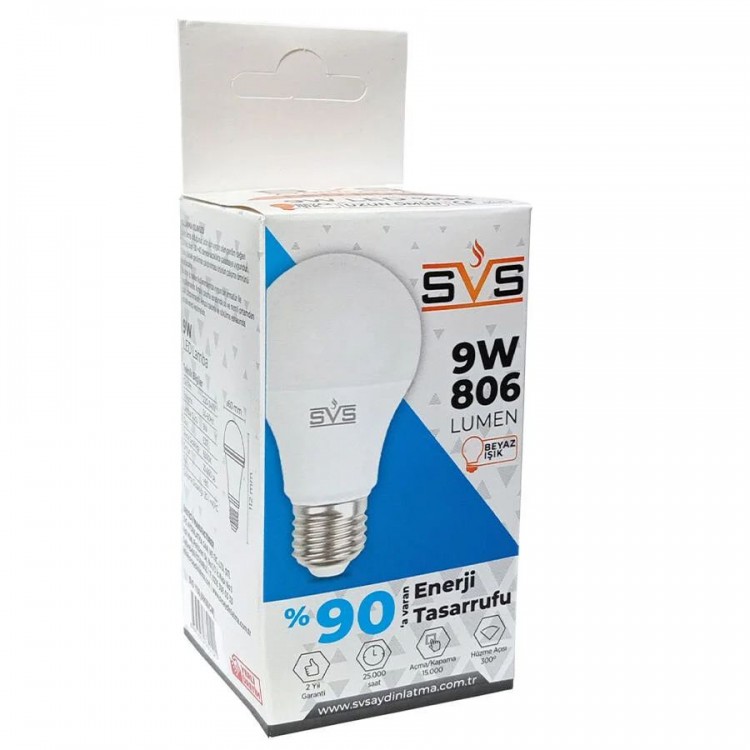 SVS LED AMPUL 9 WATT BEYAZ X 100 SVS LED AMPUL 9 WATT BEYAZ X 100