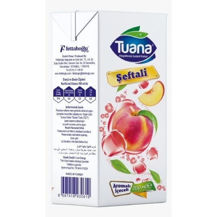 TUANA MEYVE SUYU 200 ML ŞEFTALİ X 27 AD